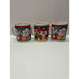 3 Vintage Gibsons Christmas Mugs Santa Claus Nutcracker Holiday Ceramic‎ Cups